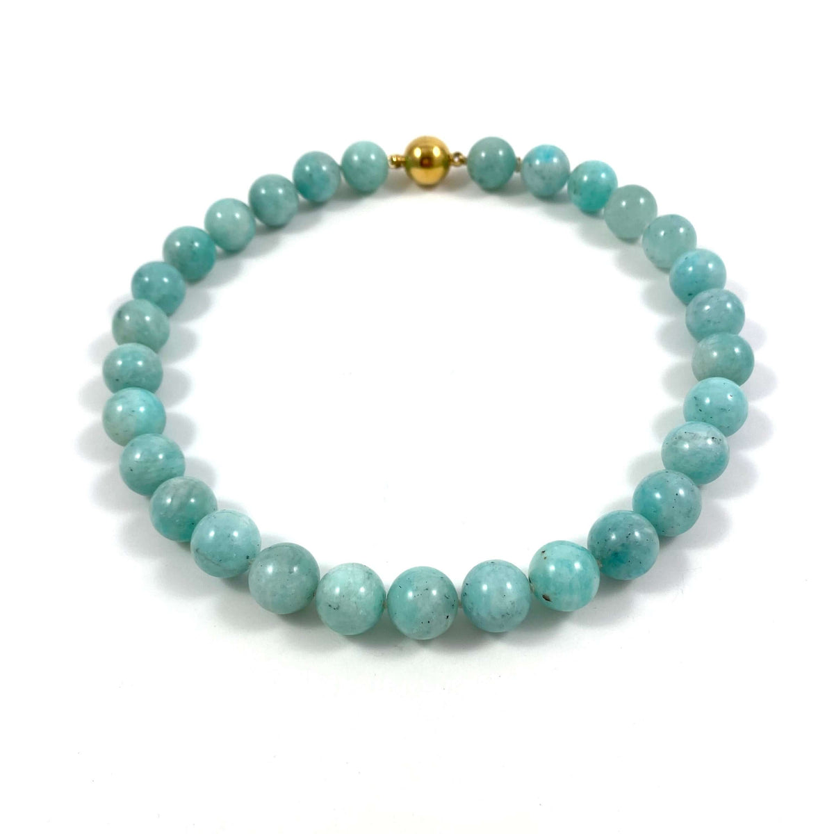Chunky Amazonite Necklace 14mm, Gold Magnetic Clasp, 16.5"-18".