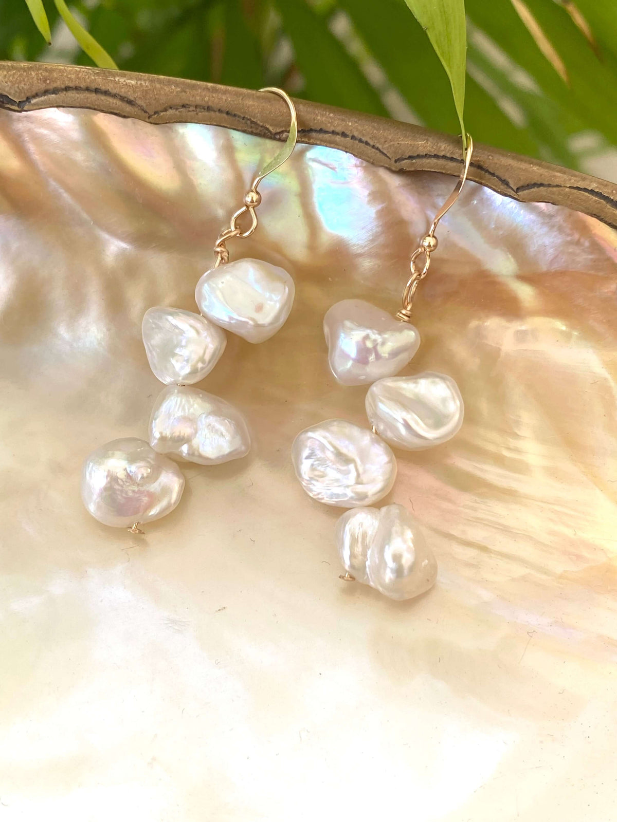 Keshi Pearls & 14k GF Drop Earrings