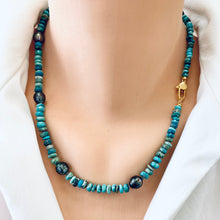 Load image into Gallery viewer, Elegant December Birthstone Necklace: Arizona Turquoise &amp; Tahitian Pearl, 19.5 inches
