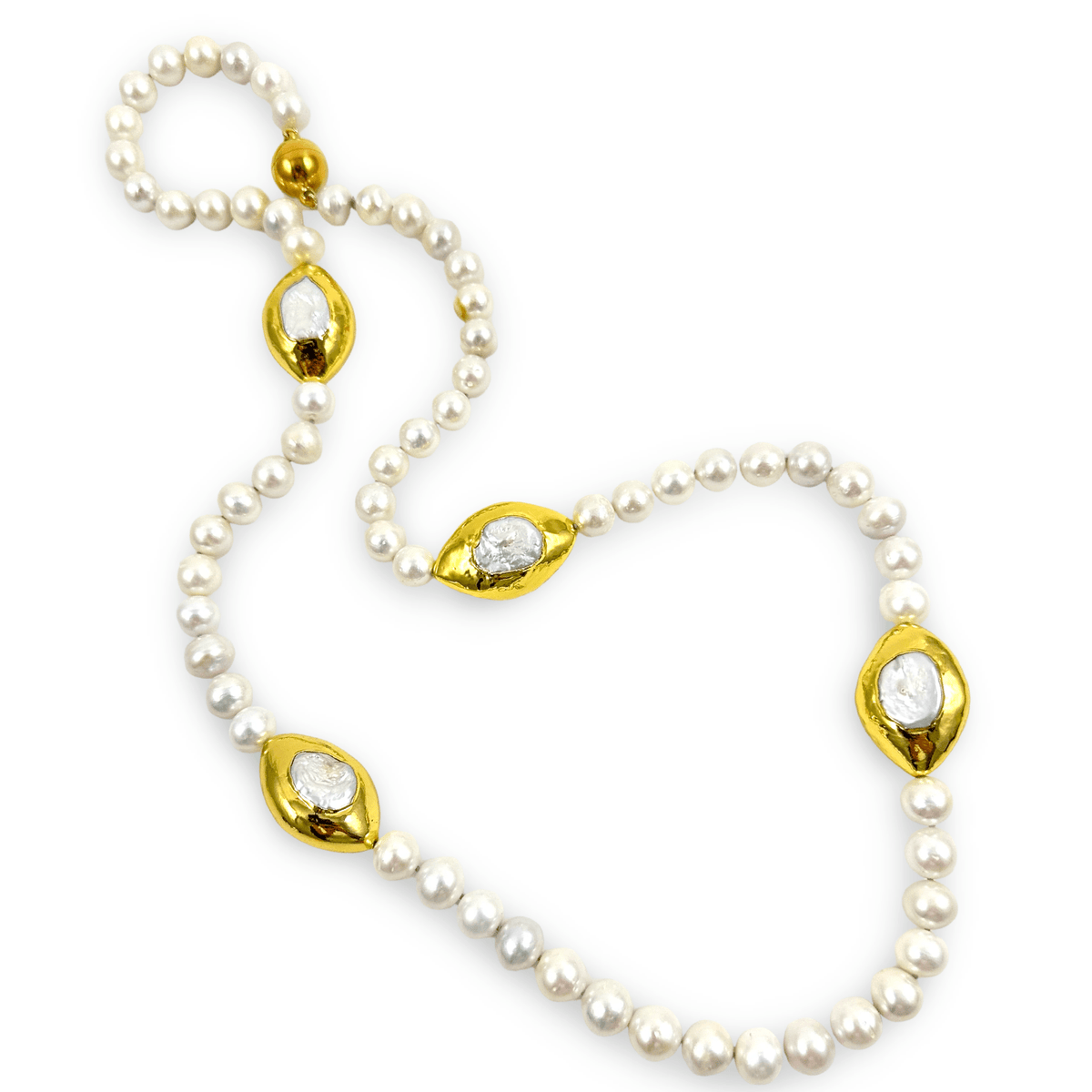 White_Edison_Pearl_Necklace_31_with_Gold_Accent_and_magnetic_clasp