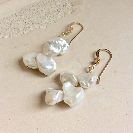 Keshi Pearls & 14k GF Drop Earrings