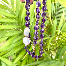 Load image into Gallery viewer, Purple amethyst necklace with freshwater pearls
