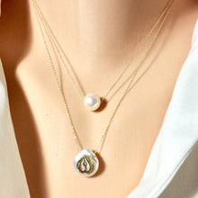 Load image into Gallery viewer, Solid Gold 18k Coin Pearl Allah Pendant, 18&quot;inches Long, Minimalist Necklace
