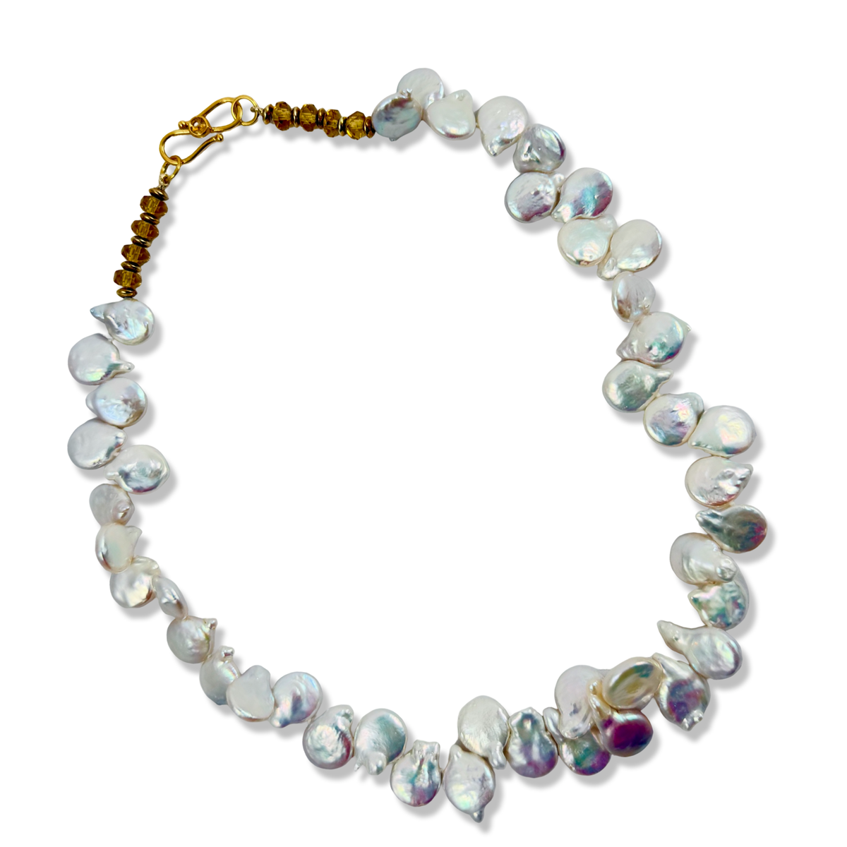 Keshi Pearl Necklace with Citrine
