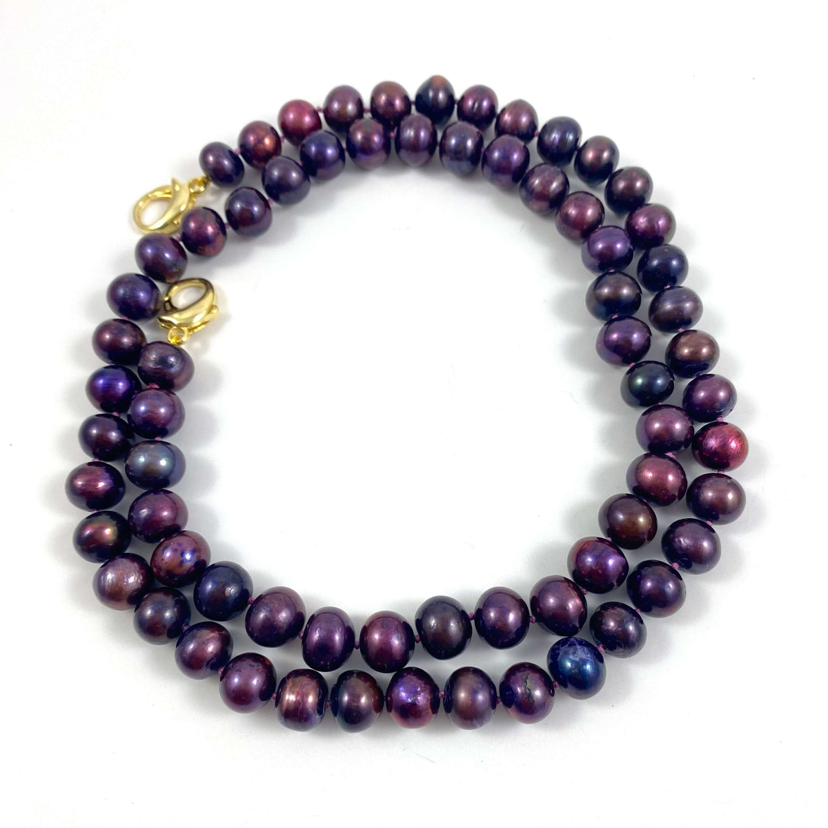 hand knotted plum burgundy pearl necklace