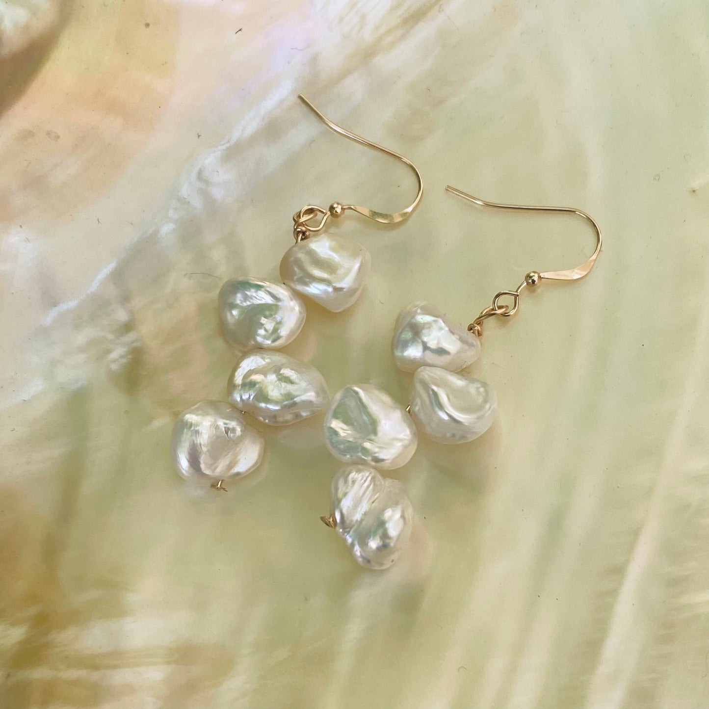 Keshi Pearls & 14k GF Drop Earrings