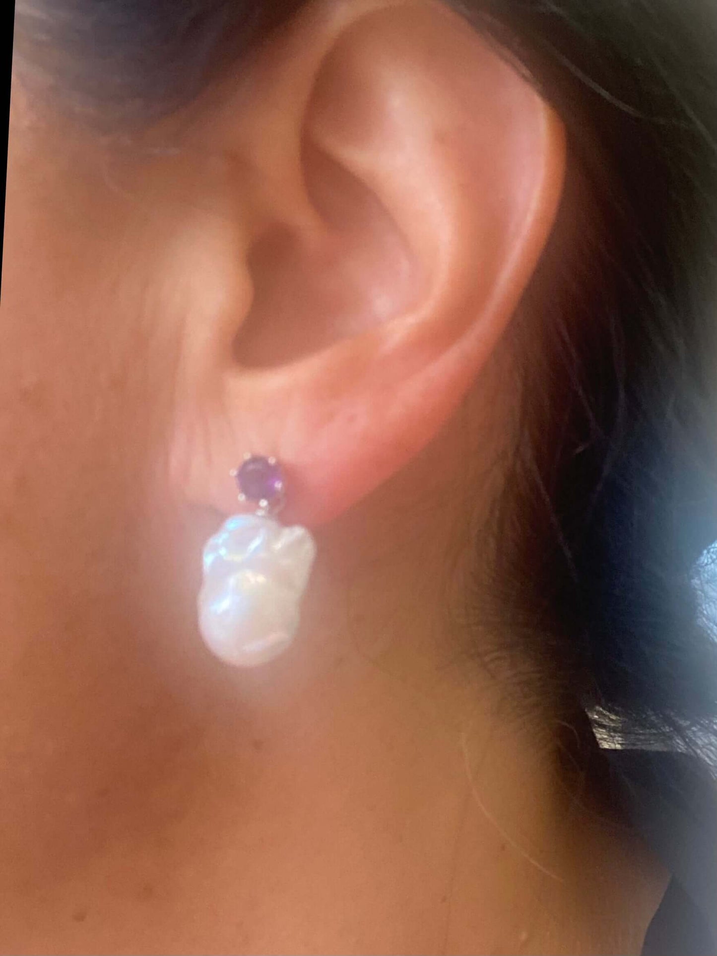 Baroque pearl drop earrings – peridot, amethyst, blue topaz styled as elegant everyday pearl earrings