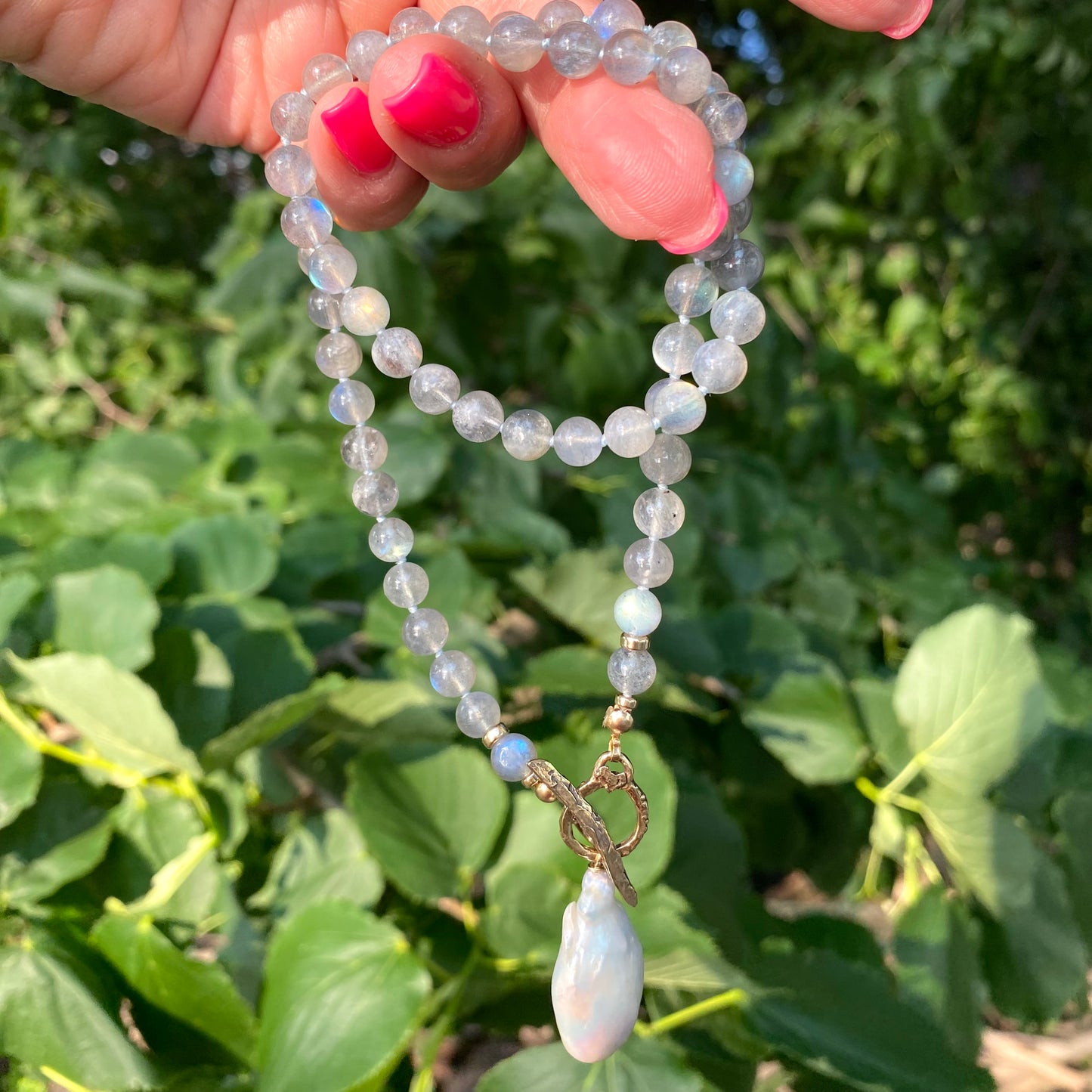 Labradorite & Baroque Pearl Pendant Necklace