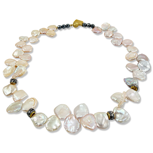 Pink Lavender Petal Pearls Choker Necklace – 17.5" Design