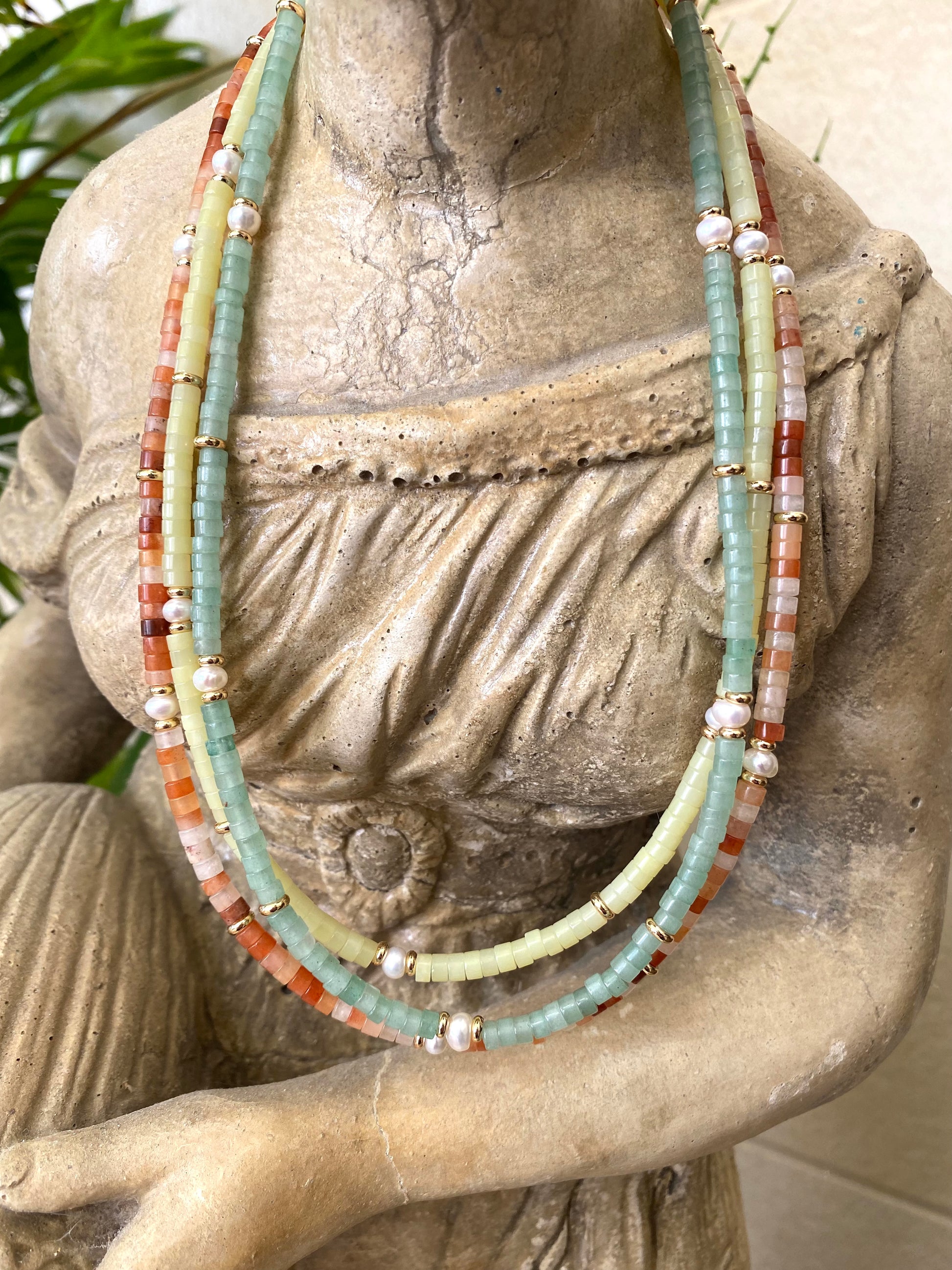 Multi gemstone choker necklaces handmade in Canada styled as layered gemstone jewelry