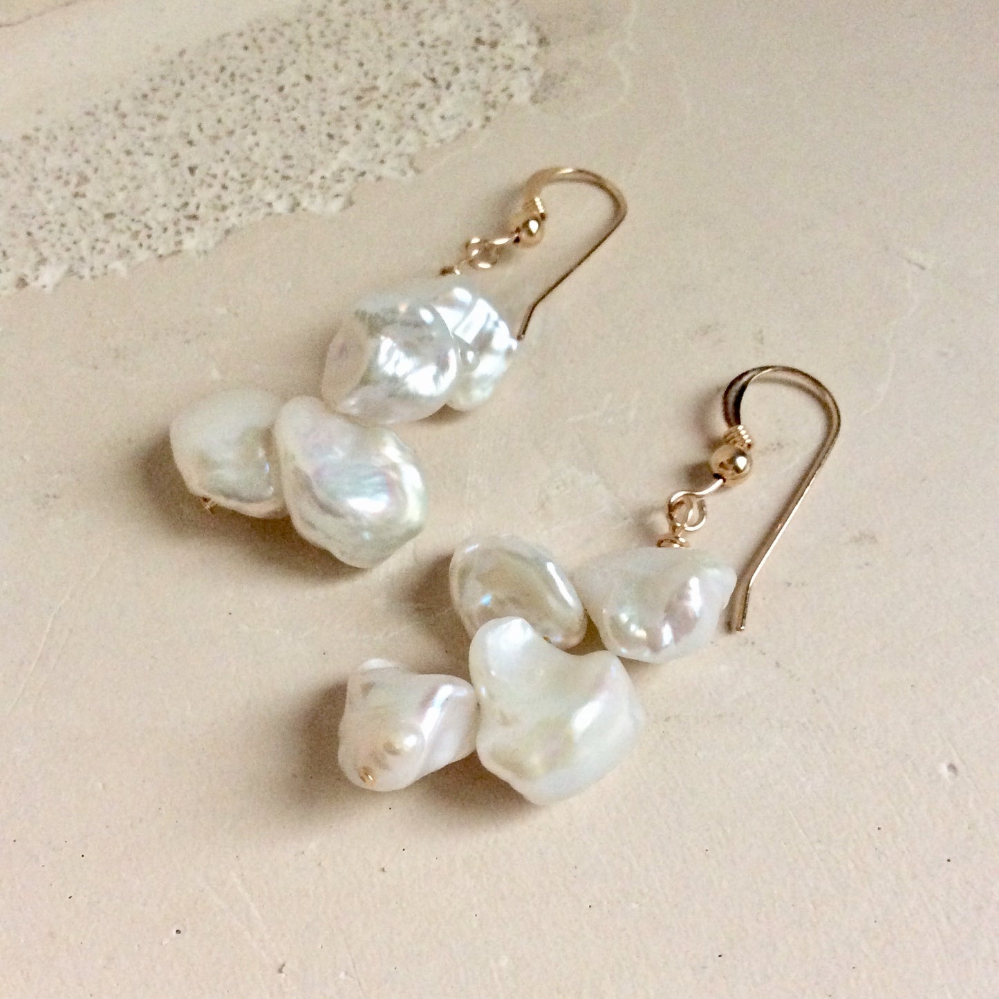 Keshi Pearls & 14k GF Drop Earrings